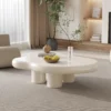 Cute Cream White Coffee Table - Cloud Design, 4 Legs, Small Sofa End Table for Living Room