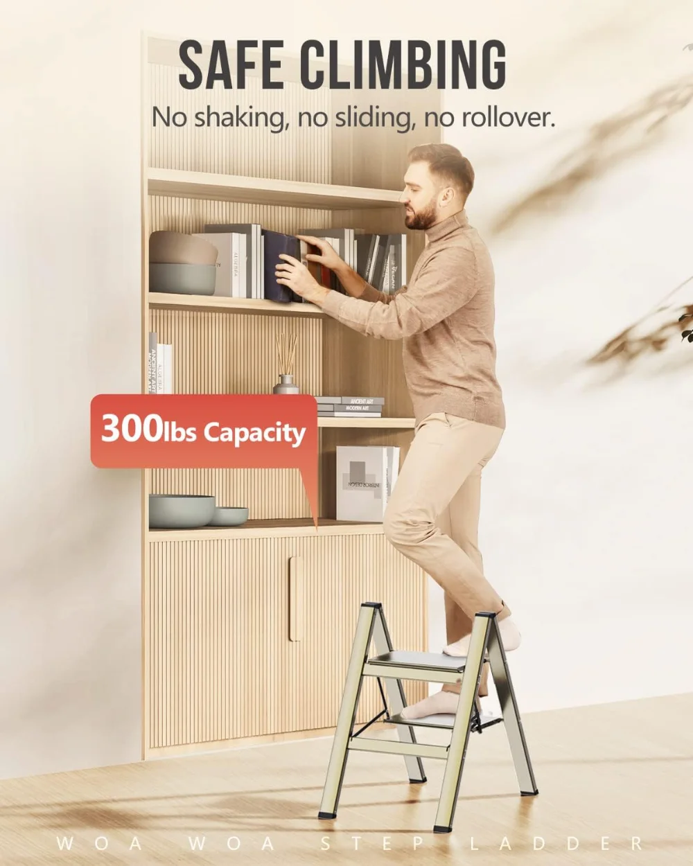 2 Step Ladder,Foldable Step Stool, Aluminum Lightweight Ladder for Home Kitchen Closet, Anti-Slip Pedals,Portable - Image 4