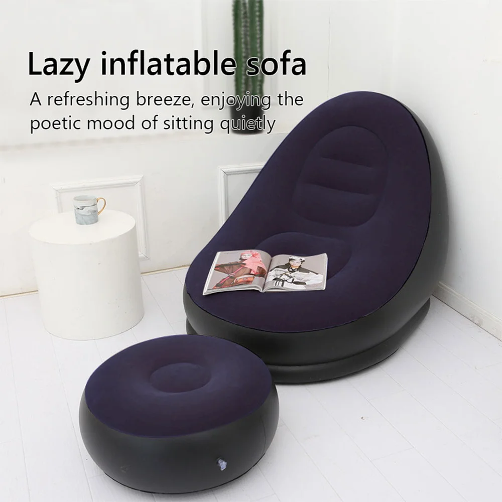 Inflatable Leisure Bean Bag Sofa Lazy Sofa Set Outdoor Foldable Recliner Bed Fluffy Seat Tatami Footstool Bedroom Chair