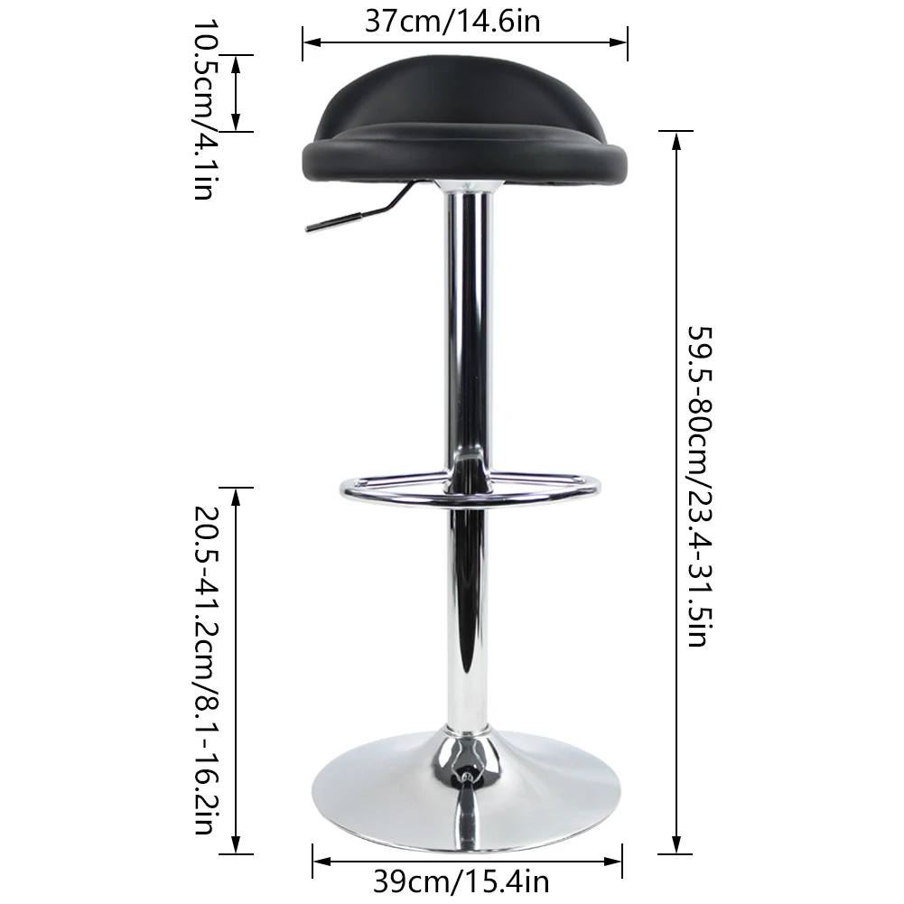 KKTONER PU Leather Round Bar Stool with Back Rest Height Adjustable Swivel Pub Chair Home Kitchen Bar stools - Image 2