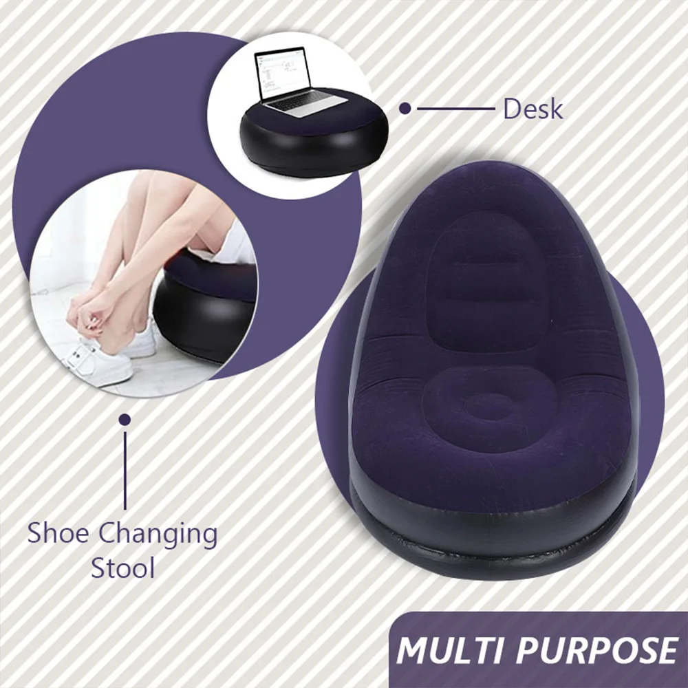 Inflatable Leisure Bean Bag Sofa Lazy Sofa Set Outdoor Foldable Recliner Bed Fluffy Seat Tatami Footstool Bedroom Chair - Image 4