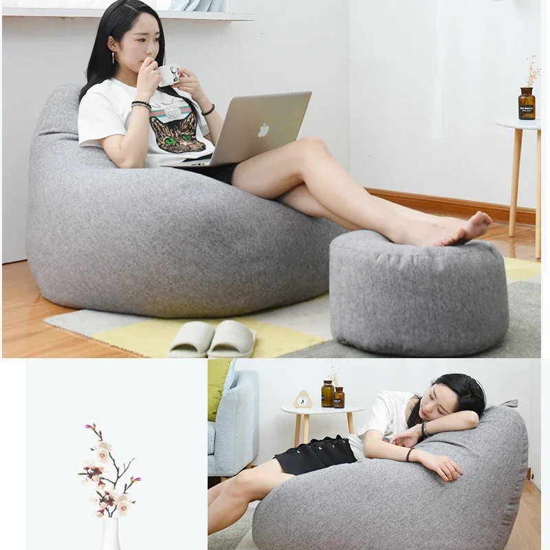Large Bean Bag Lazy Seat Chair Sofa Cover Couch Soft Fluffy Breathable Adult Child Tatami Living Room Decorative Outdoor - Image 4