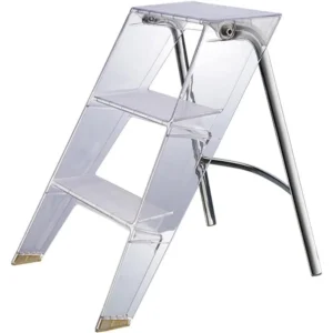 Step Stools for Adults, Acrylic 3 Step Ladder,2-in-1 Design with Ladder and Stool for Home and Library 330lbs Capacity
