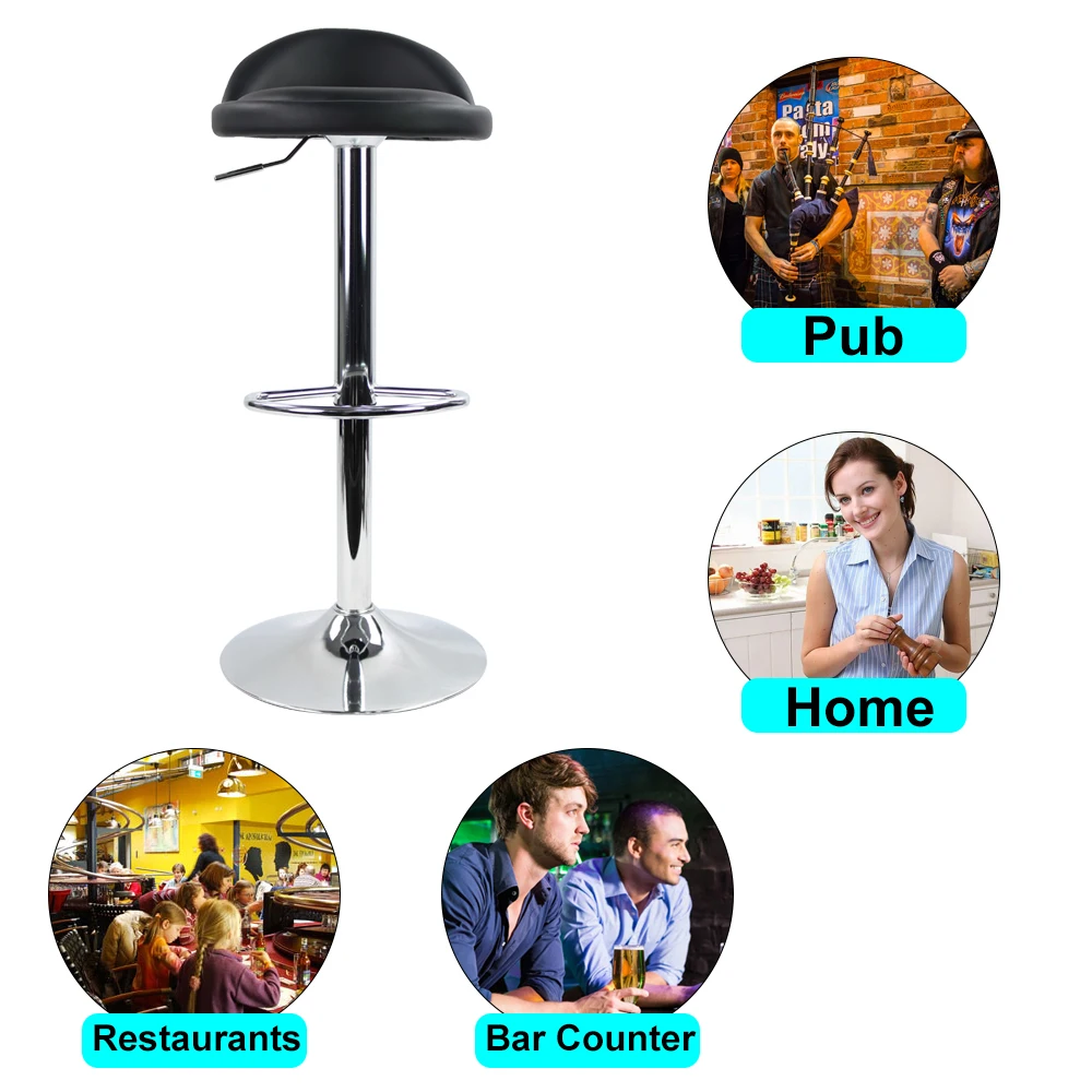 KKTONER PU Leather Round Bar Stool with Back Rest Height Adjustable Swivel Pub Chair Home Kitchen Bar stools - Image 3