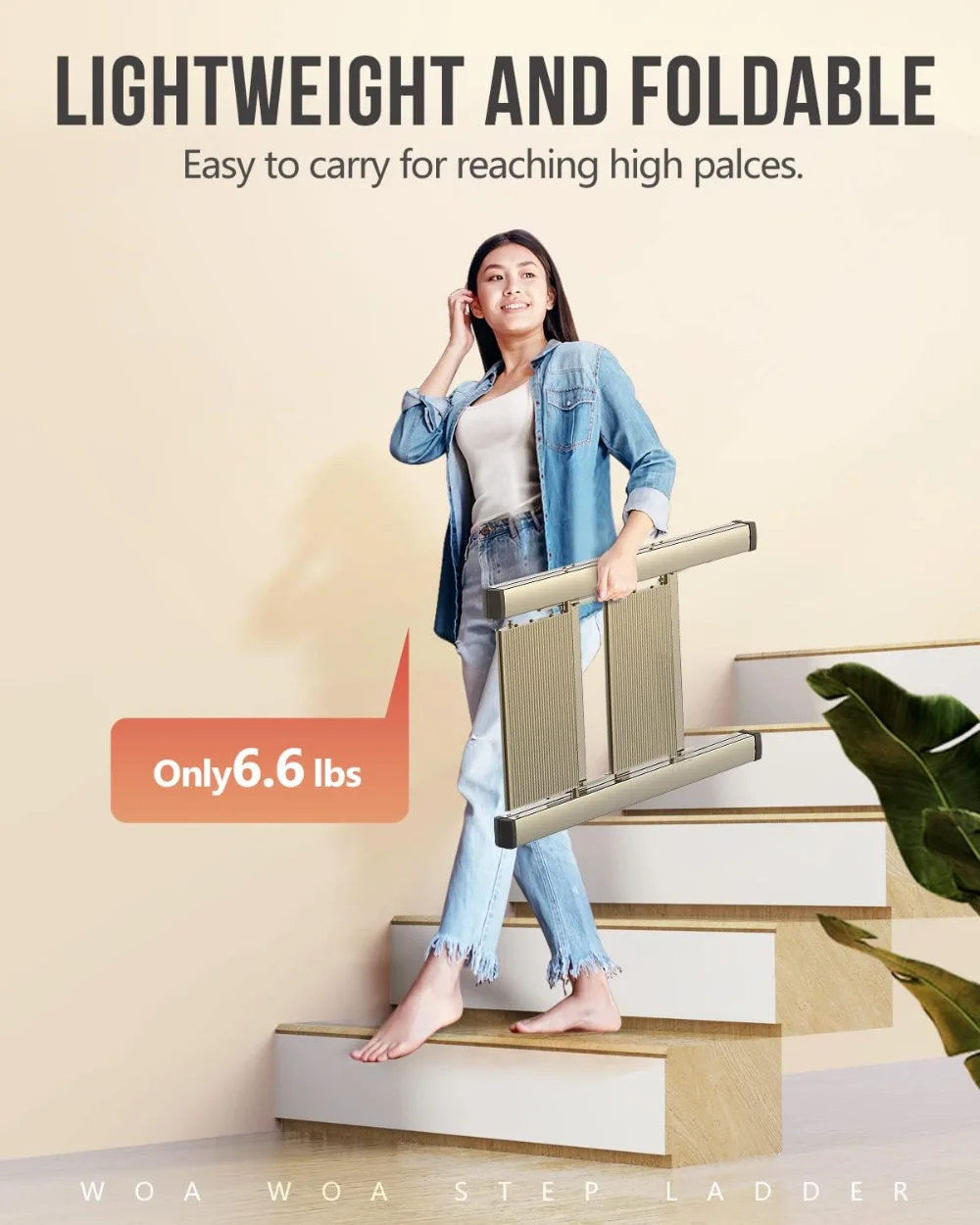 2 Step Ladder,Foldable Step Stool, Aluminum Lightweight Ladder for Home Kitchen Closet, Anti-Slip Pedals,Portable - Image 2